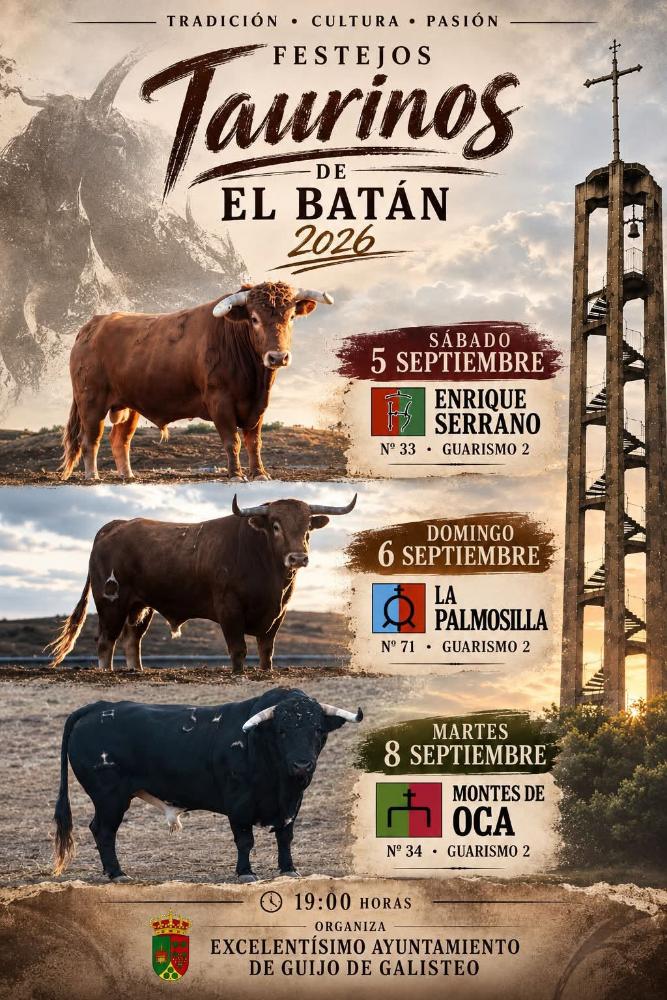 Imagen CARTEL OFICIAL DE LOS FESTEJOS TAURINOS — EL BATÁN 2026